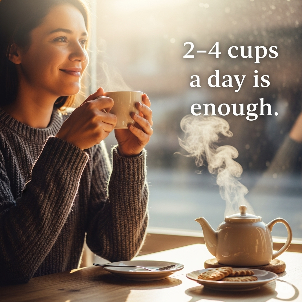 A photo of a person enjoying tea