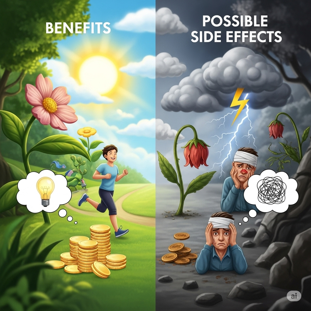 A split image showing benefits