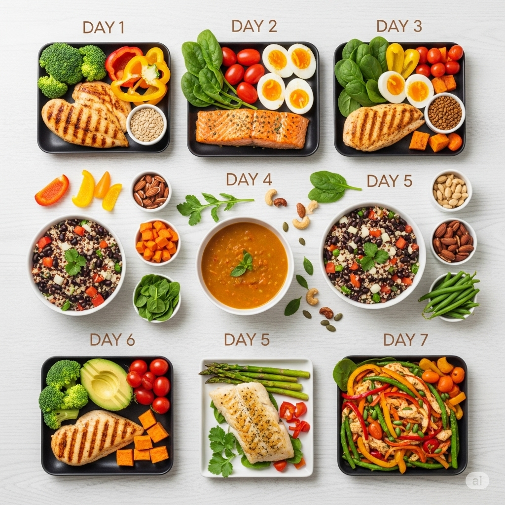 Balanced meal plan to preserve muscle mass in men over 40