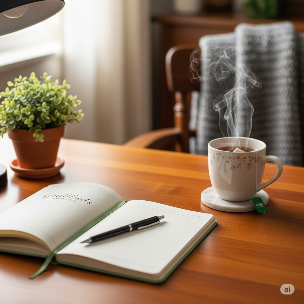 image of a cozy desk setup