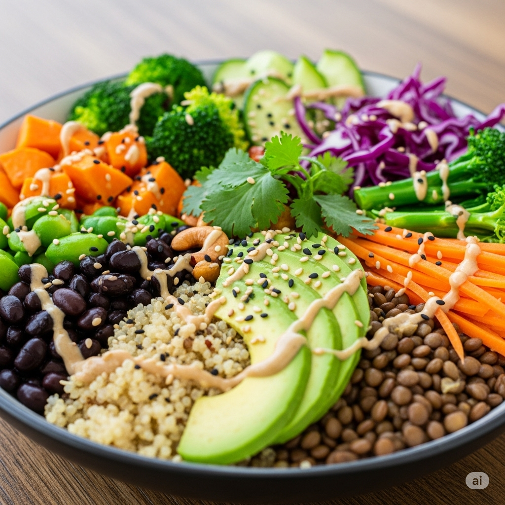 photo of a vibrant plant-based meal