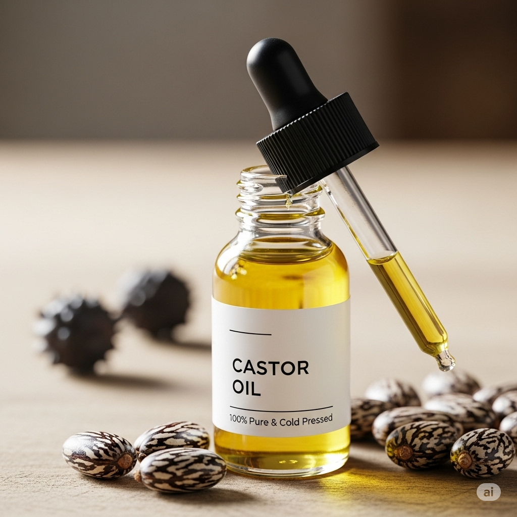 small dropper bottle of castor oil