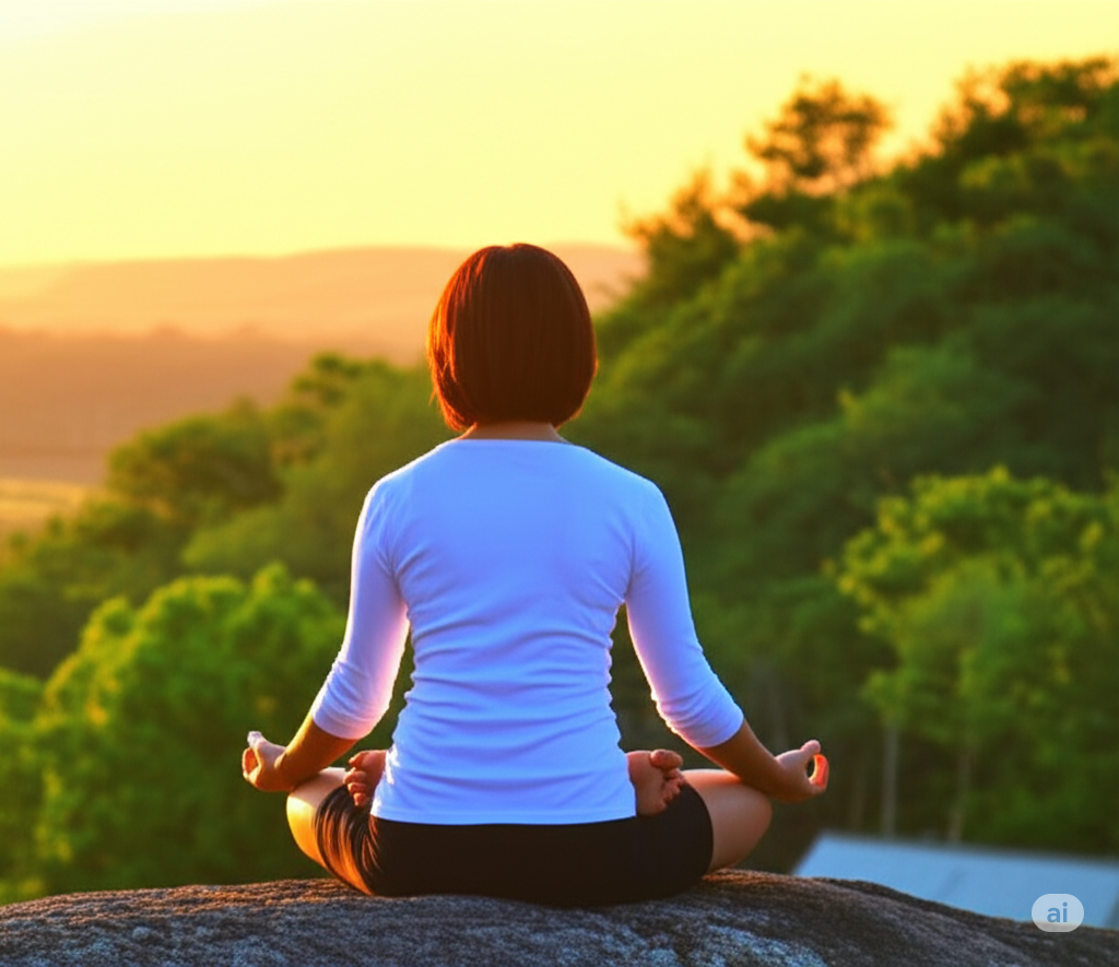 someone meditating outdoors