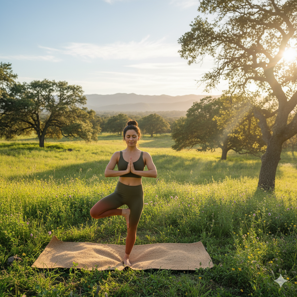 A person doing yoga outdoors