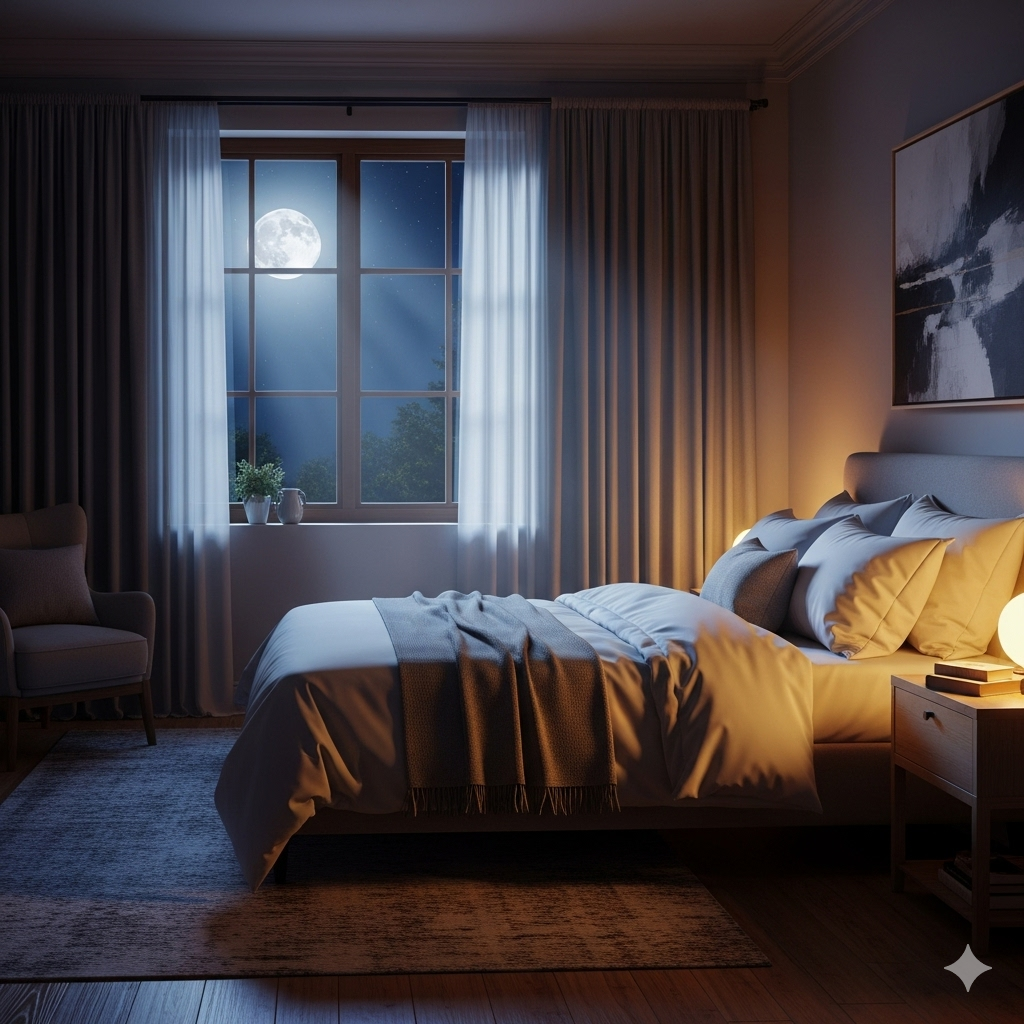 Cozy photo of a bedroom setup