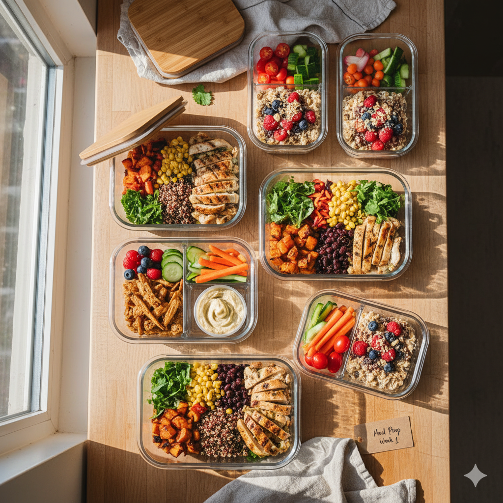 Meal-prepped containers