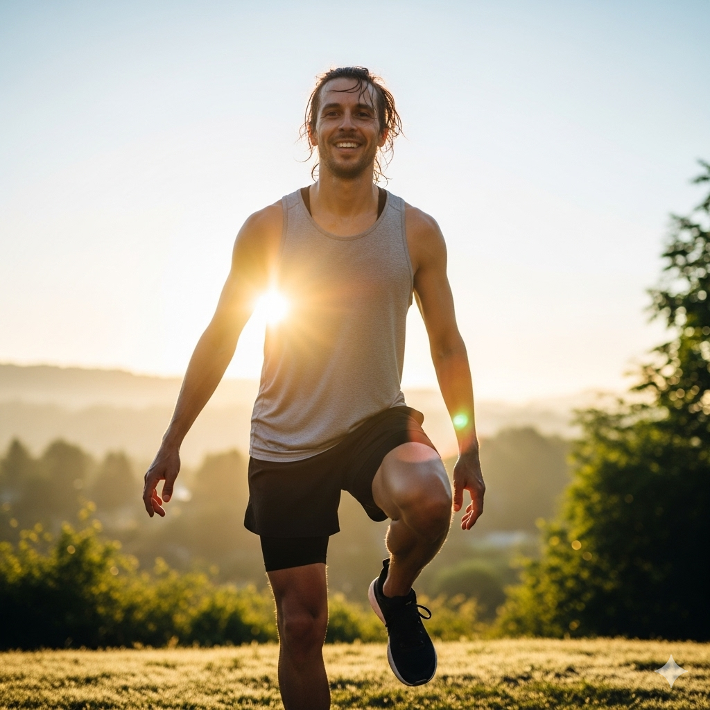 active person finishing a morning run