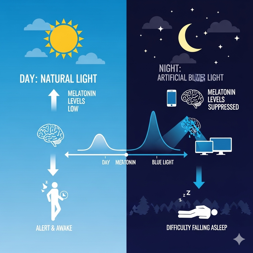 blue light affects melatonin and sleep cycle