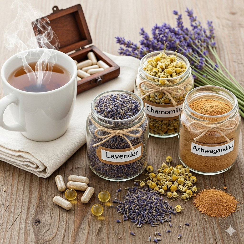 calming lifestyle photo of herbal teas