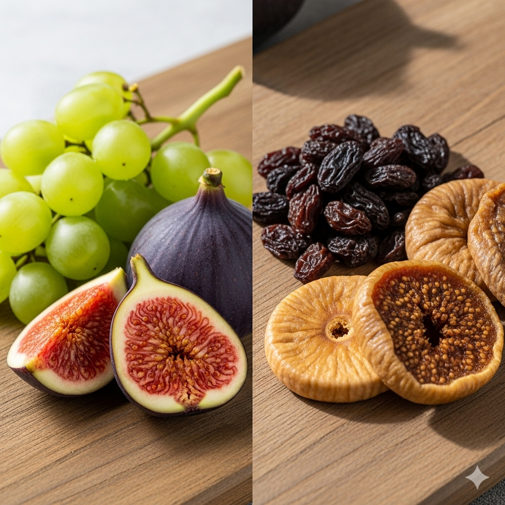 fresh fruits vs. dry fruits