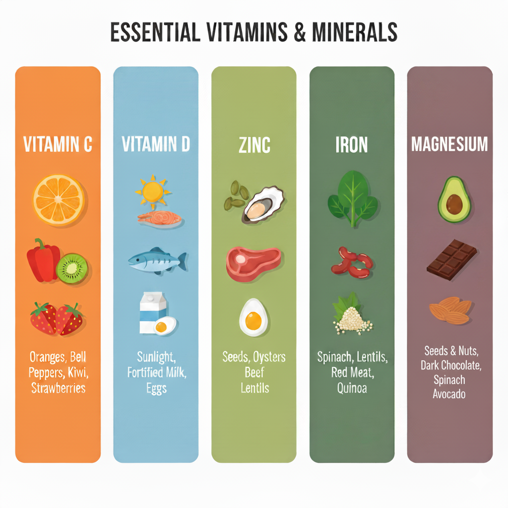 infographic showing Vitamins and minerals