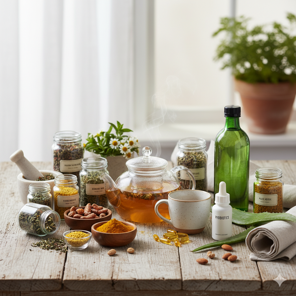 lifestyle-themed image of natural health products