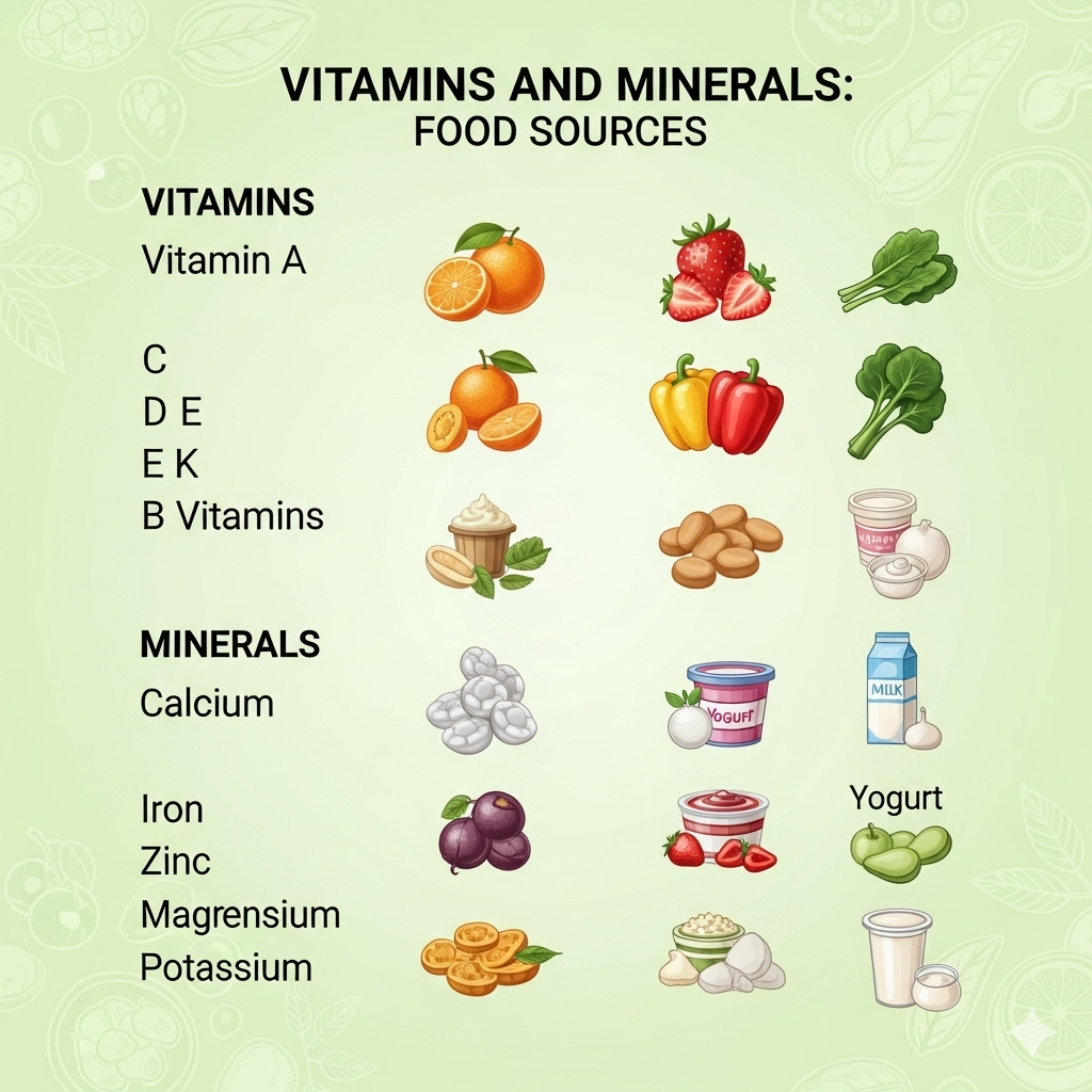 vitamins and minerals chart