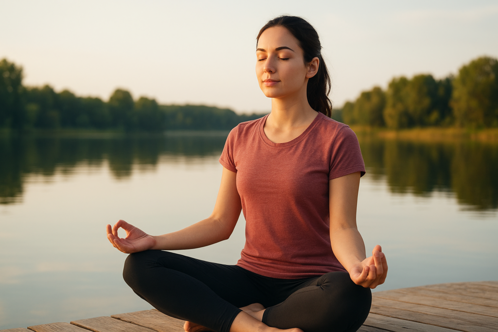 Someone mediating in the lake