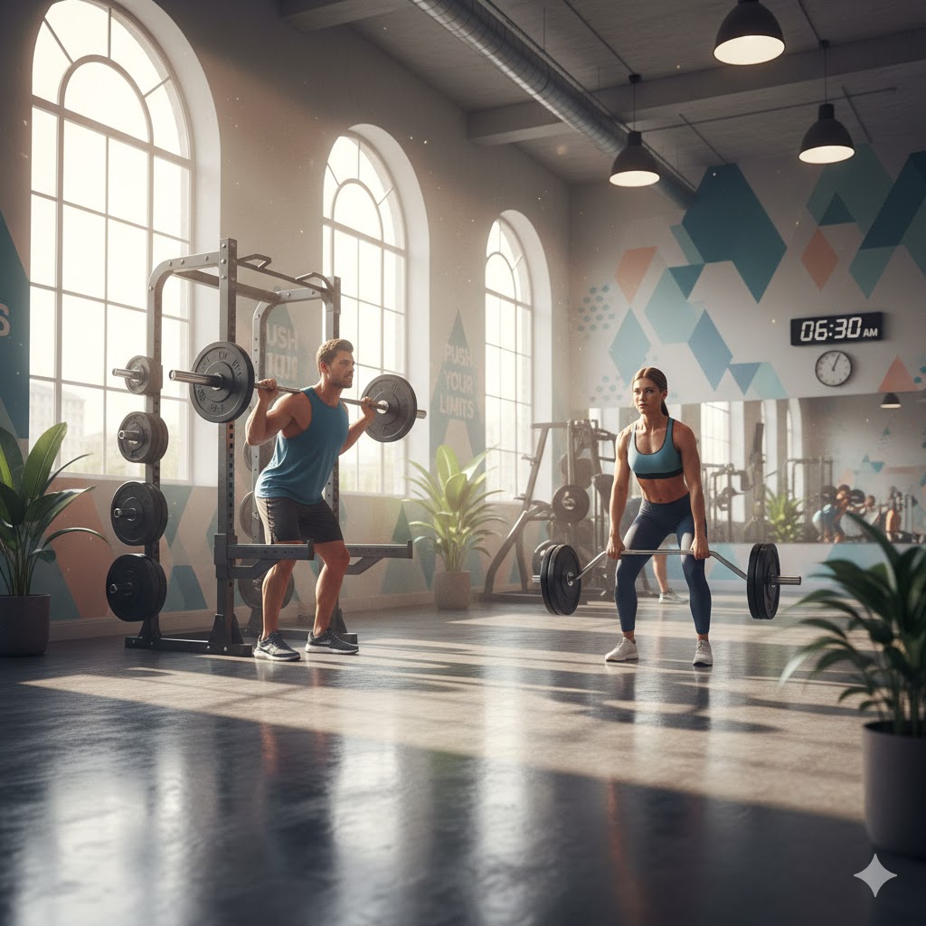 man and woman performing compound lifts